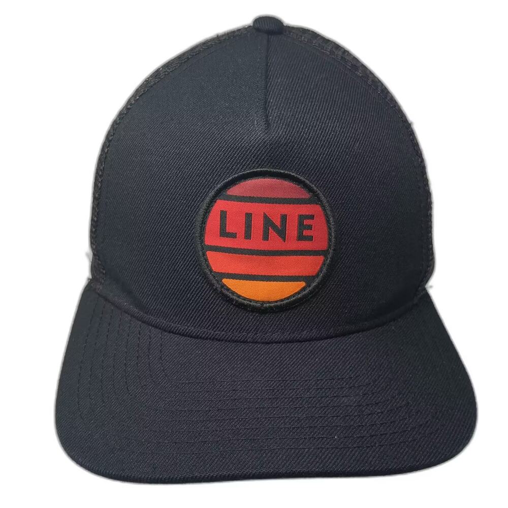 LINE Trucker Hat Black Red Orange Snapback One Size Mesh Back Skiing Patch OS